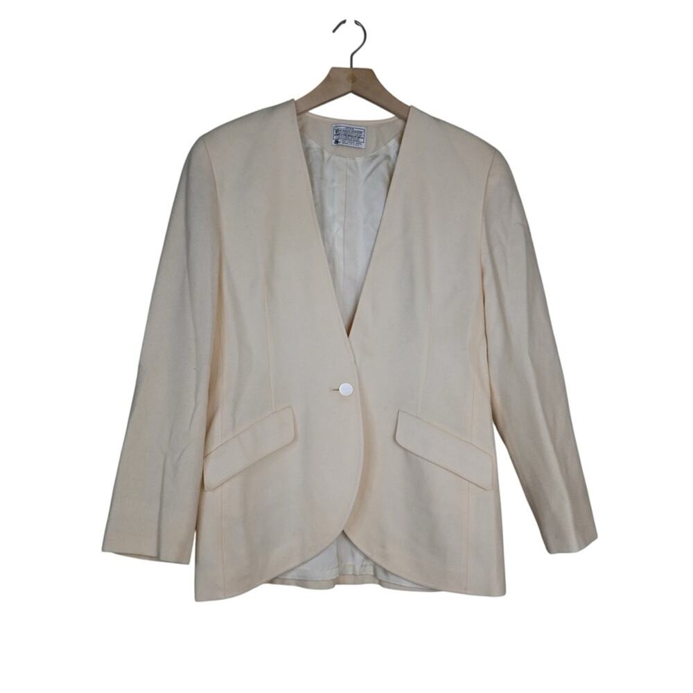 Pendleton Womens 12 100% Virgin Wool Fully Lined Cream Blazer
